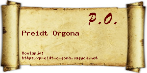 Preidt Orgona névjegykártya